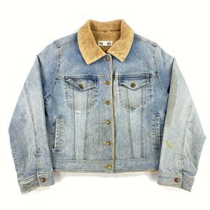 90s Marvin Richards Sherpa Lines Blue Denim Jacket
